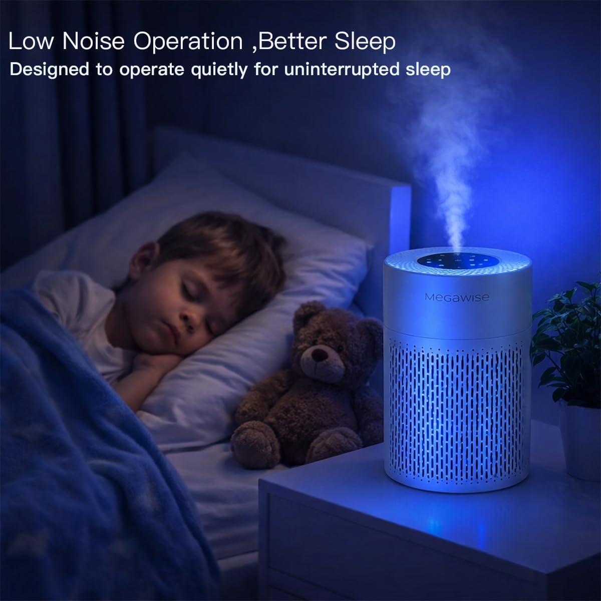 image:imageMEGAWISE 2025 Updated Version Smart Air Purifier for Home Large Room up to 1076ft H13 True HEPA Filter with Smart Air Quality Sensor Sleep Mode Quiet for Smoke Pets Hair Odors WhiteM