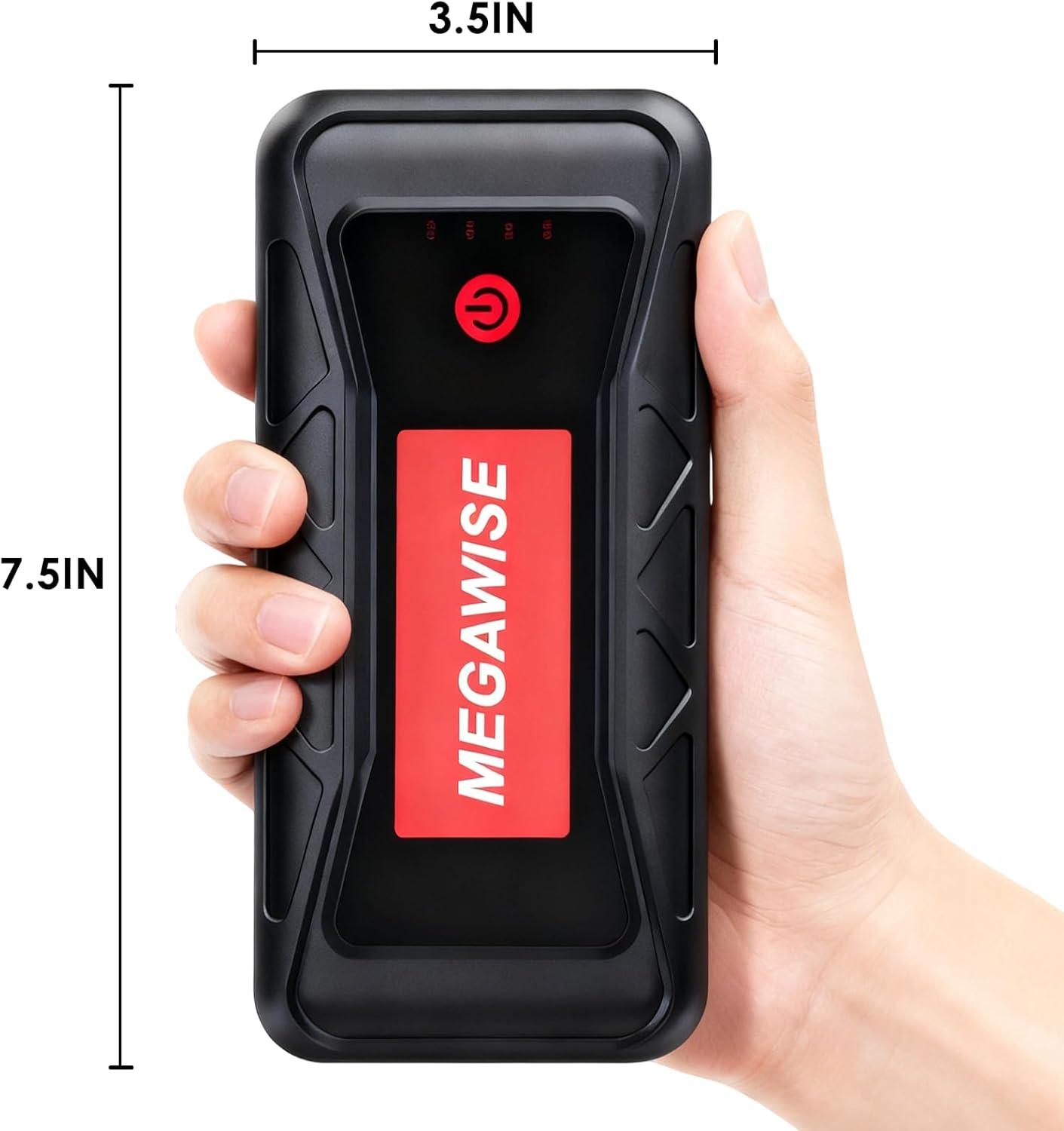 image:imageMEGAWISE 2500A Peak 21800mAh Car Battery Jump Starter up to 80L Gas65L Diesel Engines 12V Portable Power Pack Auto Battery Booster with Dual USB Outputs