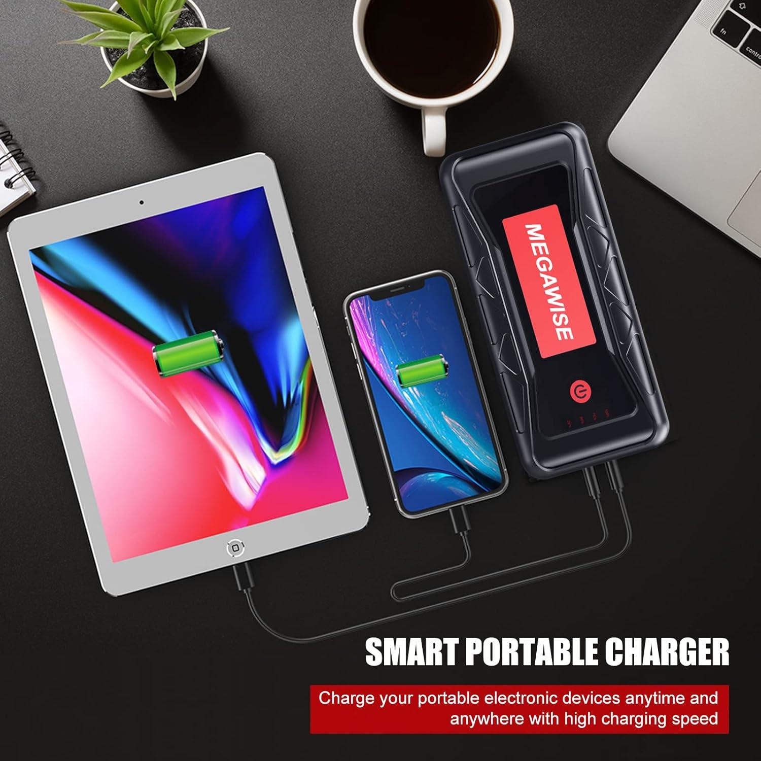 image:imageMEGAWISE 2500A Peak 21800mAh Car Battery Jump Starter up to 80L Gas65L Diesel Engines 12V Portable Power Pack Auto Battery Booster with Dual USB Outputs
