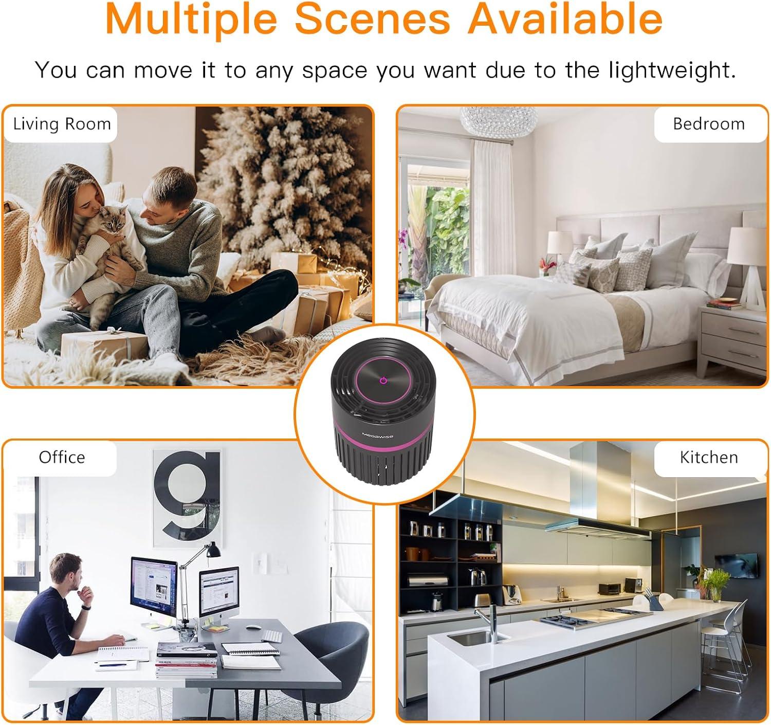 image:imageMEGAWISE H13 HEPA Air Purifier for Home Bedroom amp Office 3Stage Filtration for Smoke Dust Pet Dander Quiet amp OzoneFreeBlack