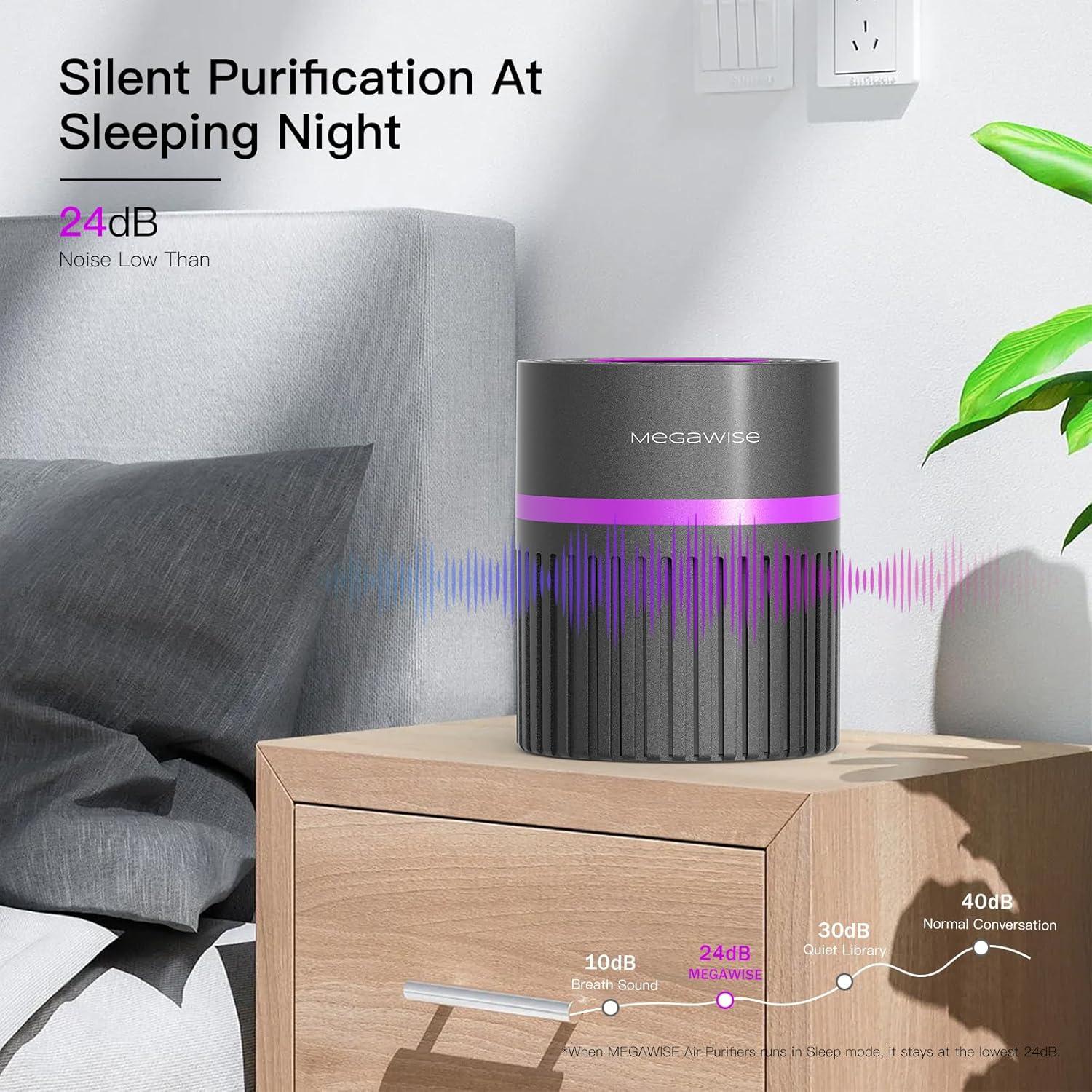 image:imageMEGAWISE H13 HEPA Air Purifier for Home Bedroom amp Office 3Stage Filtration for Smoke Dust Pet Dander Quiet amp OzoneFreeBlack