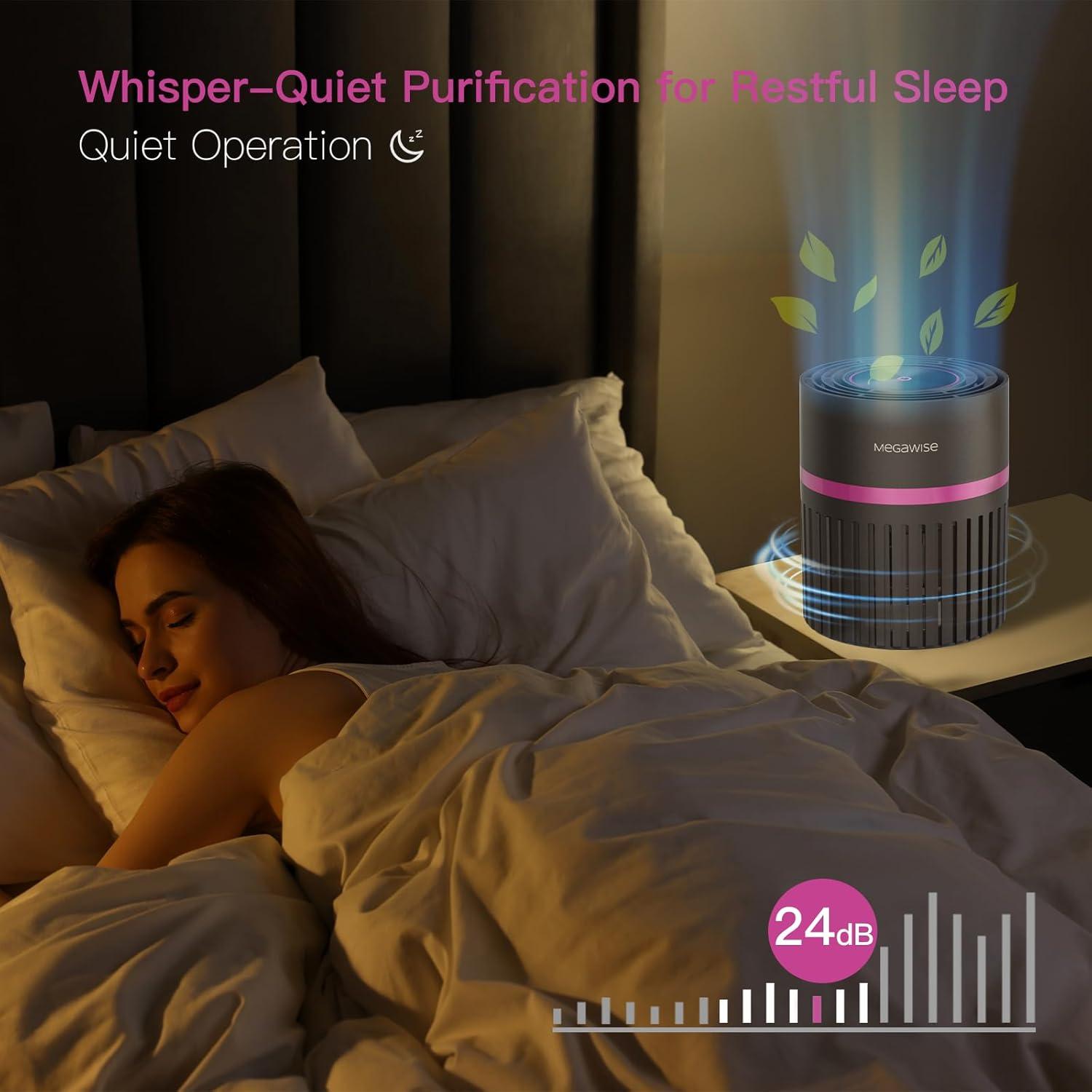 image:imageMEGAWISE H13 HEPA Air Purifier for Home Bedroom amp Office 3Stage Filtration for Smoke Dust Pet Dander Quiet amp OzoneFreeBlack