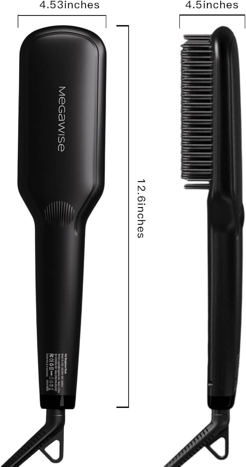 image:imageMEGAWISE Pro Ceramic Ionic Hair Straightener Brush for Home Salon MCH Fast 20s Heating Tech with AutoOff Safety AntiScald with Universal Dual Voltage Rotatable Power Cord BlackBlack