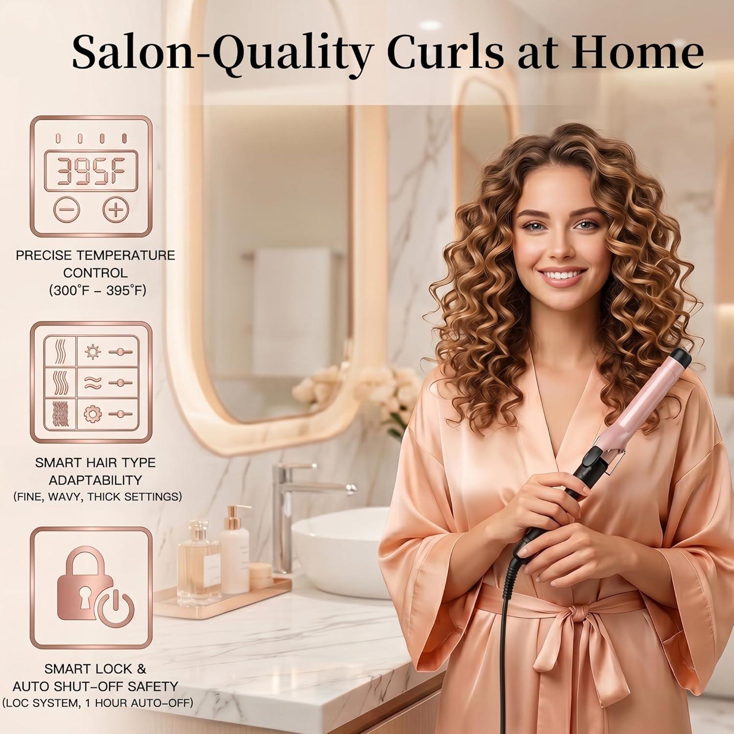 image:imageMEGAWISE Unlock Your Hairs Potential with MegaWise Pro Curling Iron 1 14 inch Ceramic Barrel 60s Fast Heating AntiScald Grip and Complete Styling Kit for Effortless Glamour