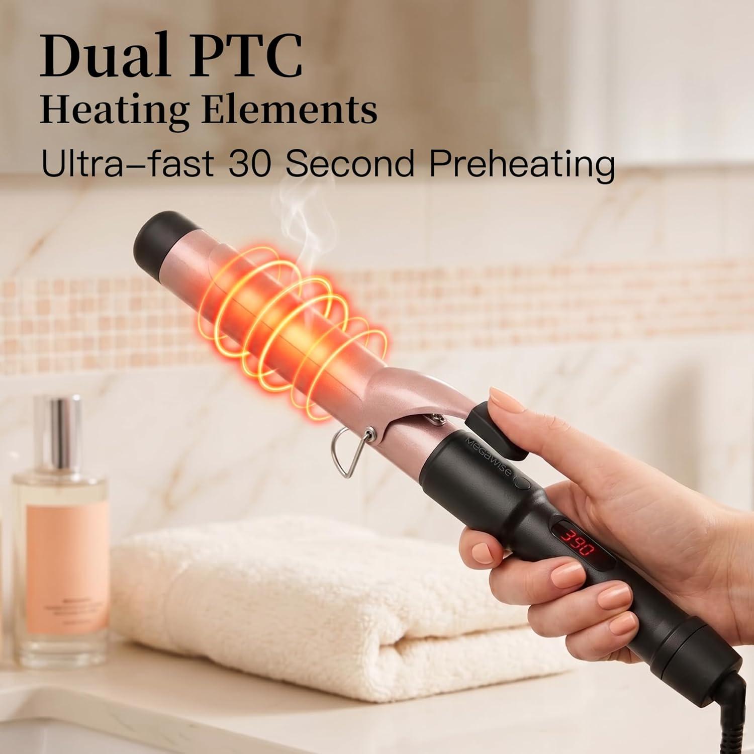 image:imageMEGAWISE Unlock Your Hairs Potential with MegaWise Pro Curling Iron 1 14 inch Ceramic Barrel 60s Fast Heating AntiScald Grip and Complete Styling Kit for Effortless Glamour