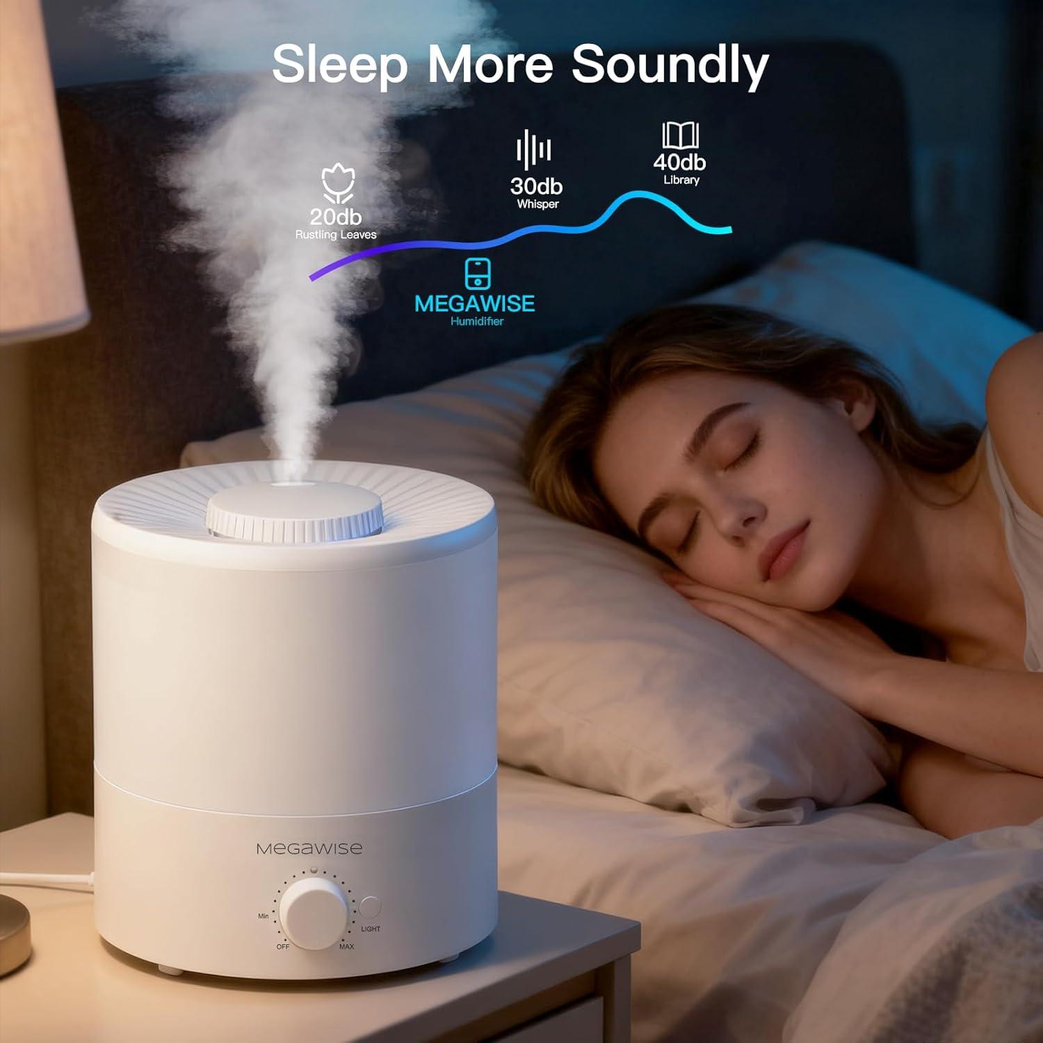 image:imageMegaWise 35L Cool Mist Humidifier WhisperQuiet Ultrasonic Vaporizer for Baby Nursery Bedroom amp Office TopFill Design Essential Oil Diffuser Easy to Clean 7Color Night Light Auto ShutOffMedium