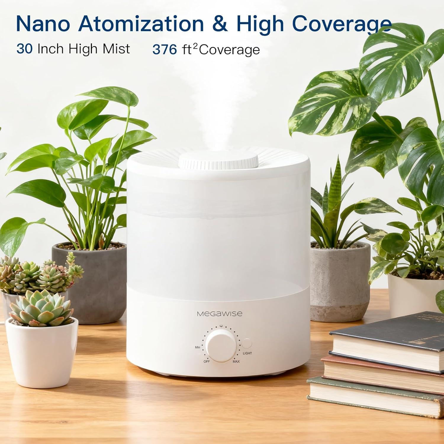 image:imageMegaWise 35L Cool Mist Humidifier WhisperQuiet Ultrasonic Vaporizer for Baby Nursery Bedroom amp Office TopFill Design Essential Oil Diffuser Easy to Clean 7Color Night Light Auto ShutOffMedium
