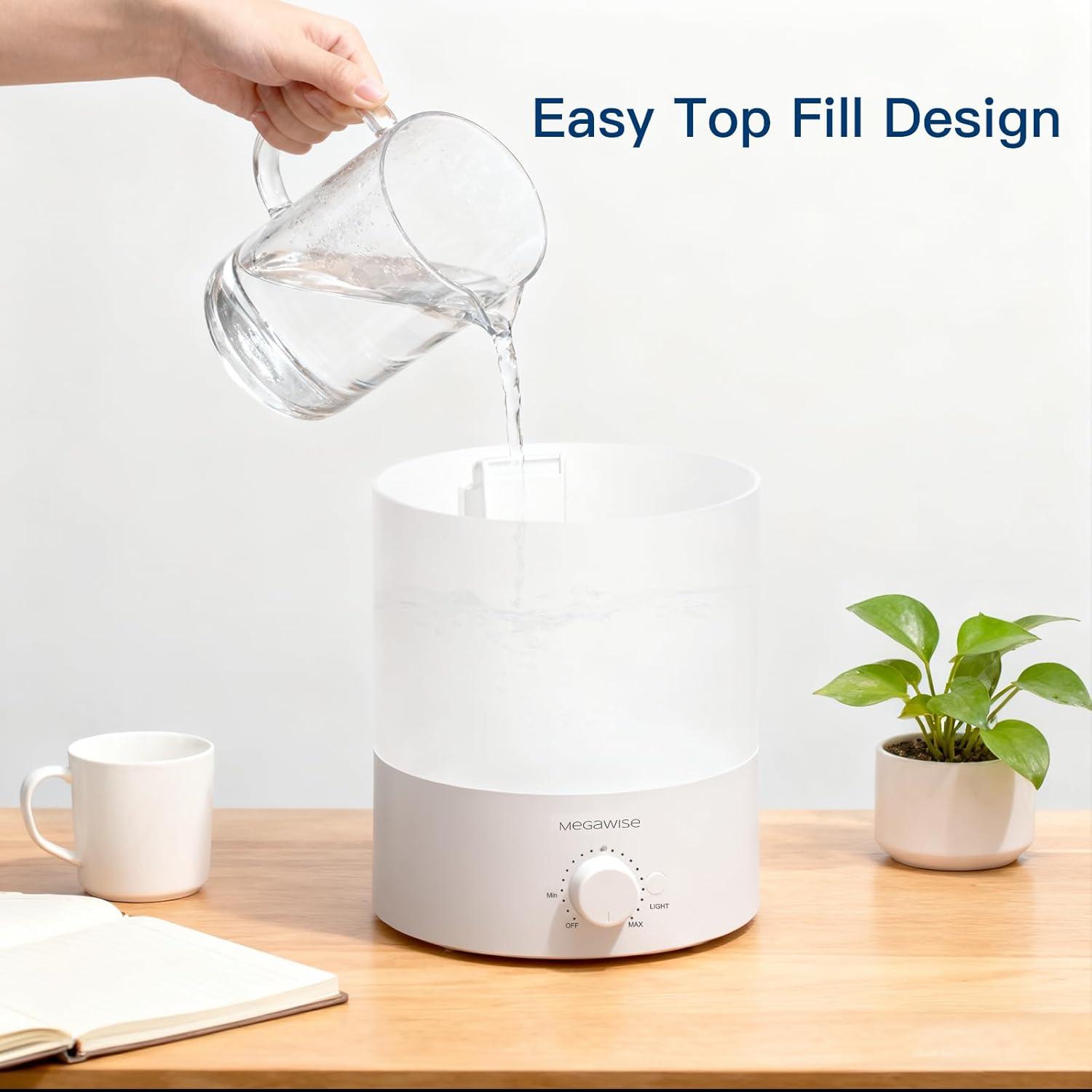 image:imageMegaWise 35L Cool Mist Humidifier WhisperQuiet Ultrasonic Vaporizer for Baby Nursery Bedroom amp Office TopFill Design Essential Oil Diffuser Easy to Clean 7Color Night Light Auto ShutOffMedium