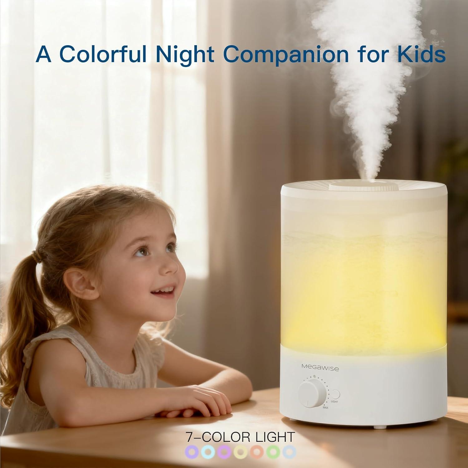 image:imageMegaWise 35L Cool Mist Humidifier WhisperQuiet Ultrasonic Vaporizer for Baby Nursery Bedroom amp Office TopFill Design Essential Oil Diffuser Easy to Clean 7Color Night Light Auto ShutOffLarge