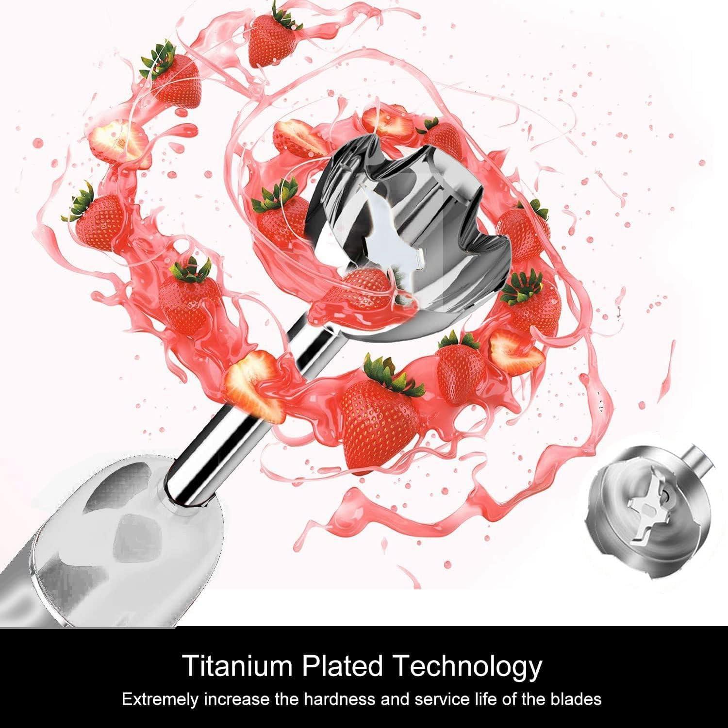 image:imageMegaWise 5in1 Immersion Hand Blender Titanium Reinforced Blades 80 Sharper 12Speed Powerful Stick Blender with 500ml Chopper 600ml Beaker Whisk amp Milk Frother for Smoothies Baby Food amp Soup3in 1 Black