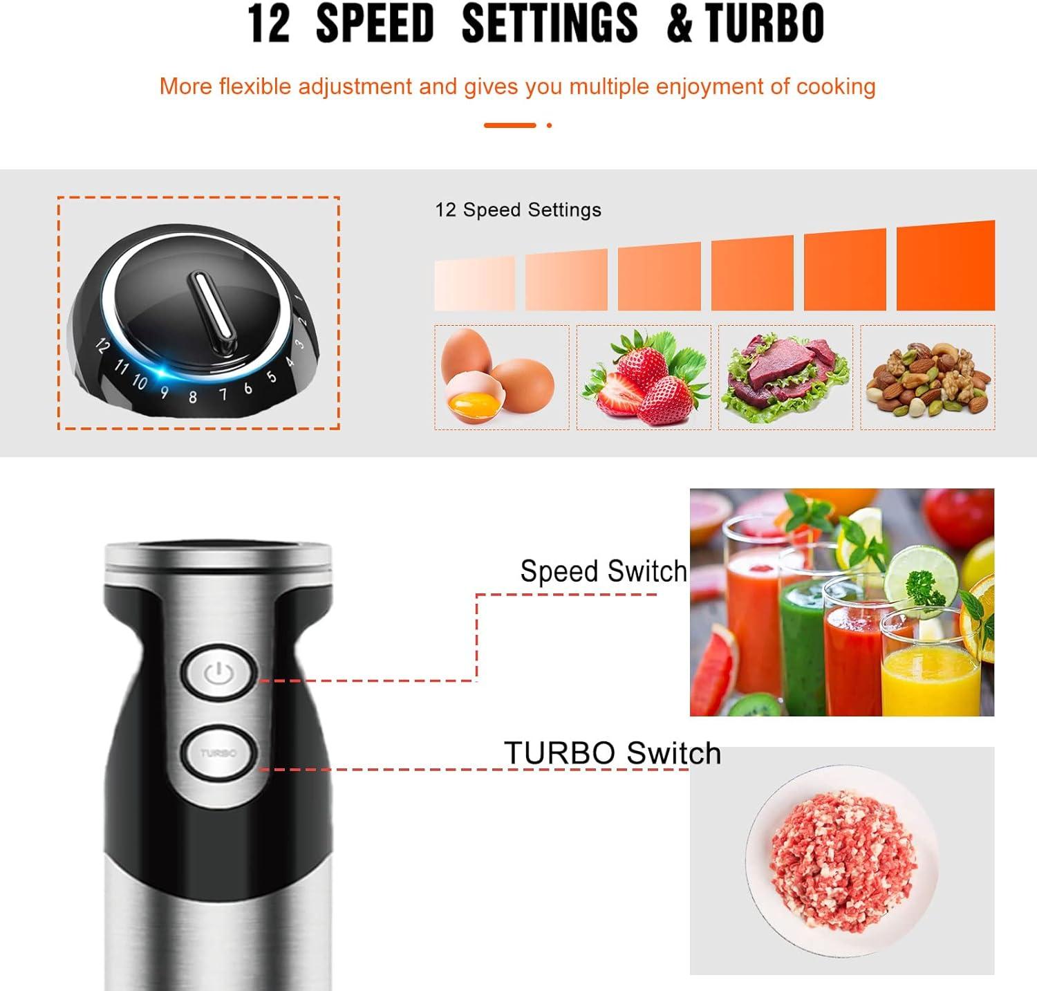 image:imageMegaWise 5in1 Immersion Hand Blender Titanium Reinforced Blades 80 Sharper 12Speed Powerful Stick Blender with 500ml Chopper 600ml Beaker Whisk amp Milk Frother for Smoothies Baby Food amp Soup3in 1 Black