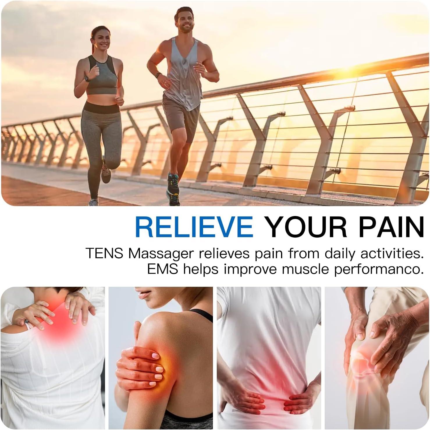 image:imageMegaWise EMS TENS Unit 24 Modes with 14 Premium Pads Dual Channel Muscle Stimulator for Back Pain Relief Therapy Home Use Ideal Gift for Mum and DadSilver