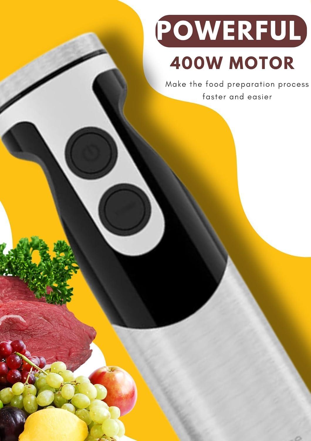 image:imageMegaWise Pro Titanium Reinforced 5in1 Immersion Hand Blender Powerful Motor with 80 Sharper Blades 12Speed Corded Blender BlackBlack