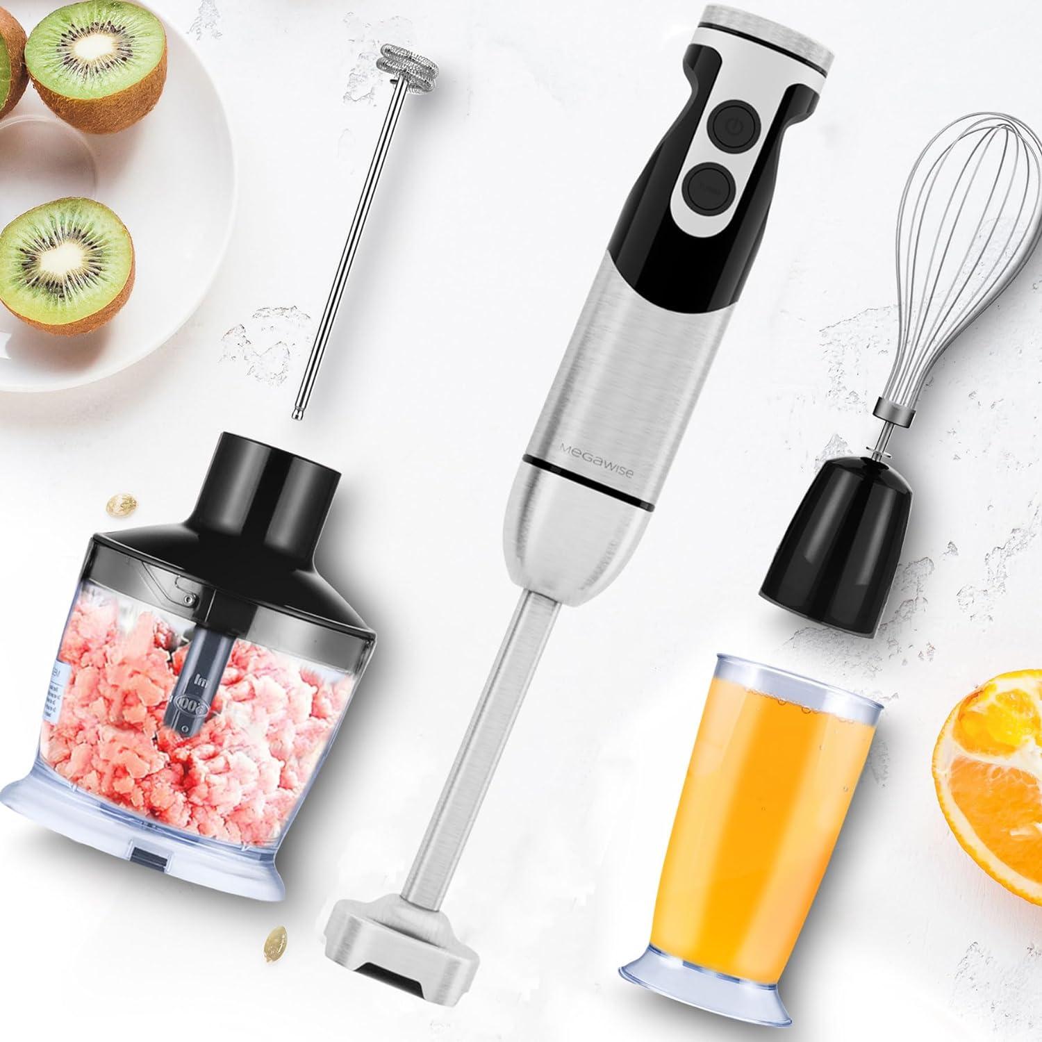 image:imageMegaWise Pro Titanium Reinforced 5in1 Immersion Hand Blender Powerful Motor with 80 Sharper Blades 12Speed Corded Blender BlackBlack