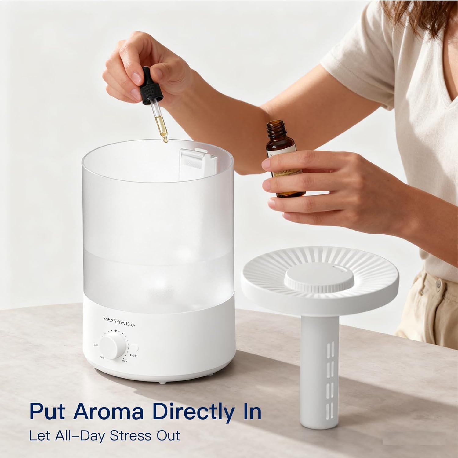 image:imageMegaWise Ultrasonic Cool Mist Humidifier SK7620 15L Capacity WhisperQuiet Operation Adjustable Mist Output Auto ShutOff Ideal for Home Office Baby Room and Bedroom35 L