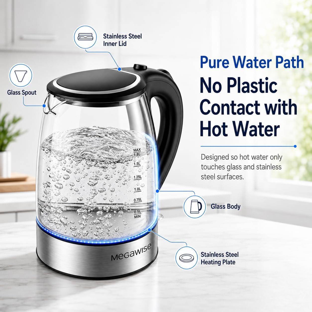image:imageMegawise Electric Glass Kettle with Auto ShutOff 18L