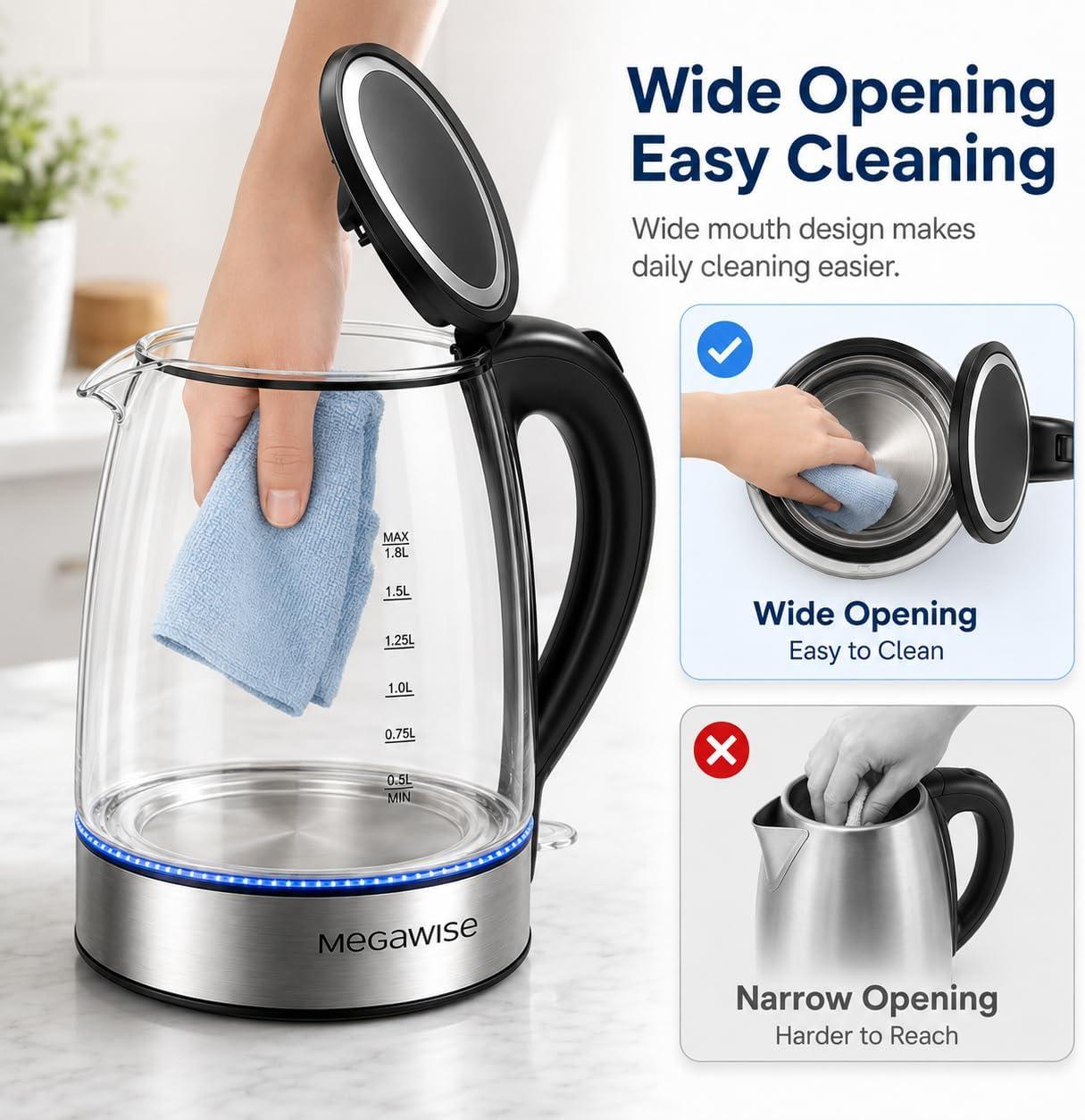image:imageMegawise Electric Glass Kettle with Auto ShutOff 18L