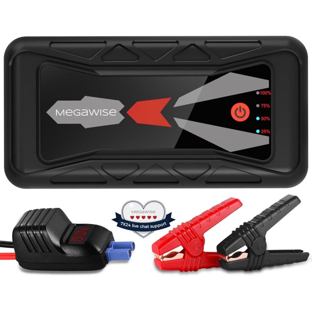 image:imageMEGAWISE 1500A Peak 16800mAh Car Battery Jump Starter Booster up to 7L Gas or 5L Diesel Engines 12V Portable Power with Dual USB Outputs amp Flashlight 2023 Upgraded Extremely Safe