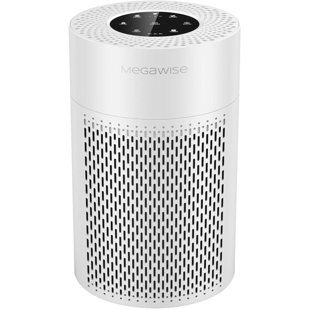 image:imageMEGAWISE 2025 Updated Version Smart Air Purifier for Home Large Room up to 1076ft H13 True HEPA Filter with Smart Air Quality Sensor Sleep Mode Quiet for Smoke Pets Hair Odors WhiteMedium