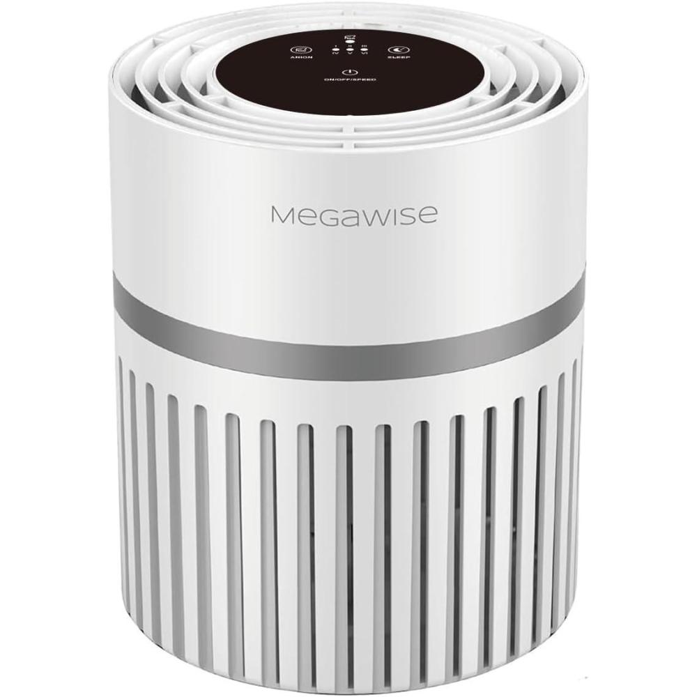 image:imageMEGAWISE H13 HEPA Air Purifier for Home Bedroom amp Office 3Stage Filtration for Smoke Dust Pet Dander Quiet amp OzoneFreeWhite