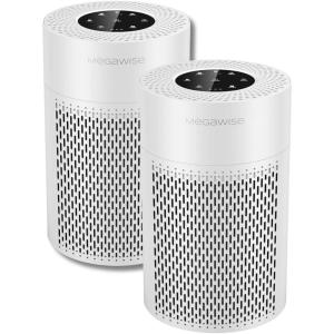 image:imageMEGAWISE 2025 Updated Version Smart Air Purifier for Home Large Room up to 1076ft H13 True HEPA Filter with Smart Air Quality Sensor Sleep Mode Quiet for Smoke Pets Hair Odors WhiteM