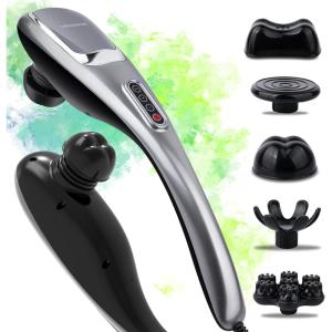 image:imageMEGAWISE Handheld Deep Tissue Neck Back Massager for Shoulders Waist Legs 3600 RPM Powerful Motor Electric Neck Massager with 5 Nodes amp 5 Speeds A Little HeavySilver