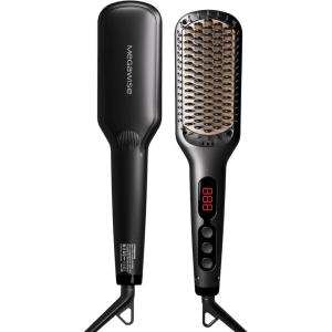 image:imageMEGAWISE Pro Ceramic Ionic Hair Straightener Brush for Home Salon  MCH Fast 20s Heating Tech with AutoOff Safety  AntiScald with Universal Dual Voltage  Rotatable Power Cord BlackBlack