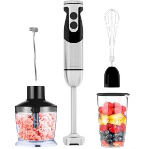 image:imageMegaWise Pro Titanium Reinforced 5in1 Immersion Hand Blender Powerful Motor with 80 Sharper Blades 12Speed Corded Blender BlackBlack
